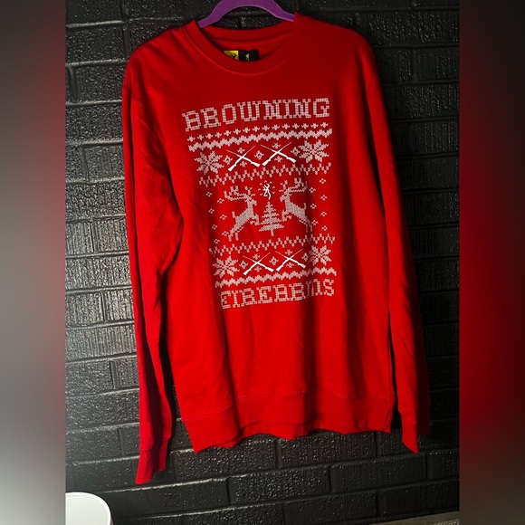 Browning Men's Festive Red Crewneck Sweater - Picture 1 of 5